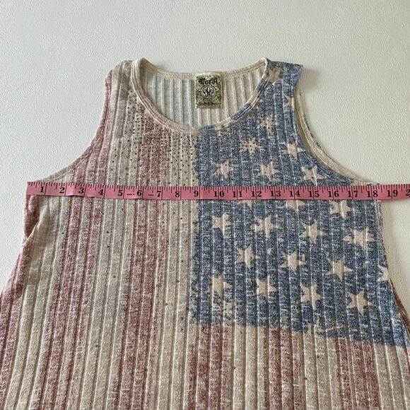 Vocal USA American Flag Tank Dress Sleeveless Distressed Ribbed Top Women’s Size - Picture 4 of 5